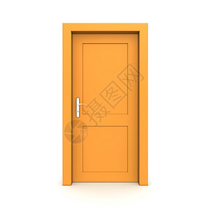 封闭的单橙色门背景图片