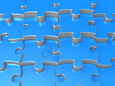 3D 竖锯谜题蓝色解决方案计算机插图背景图片
