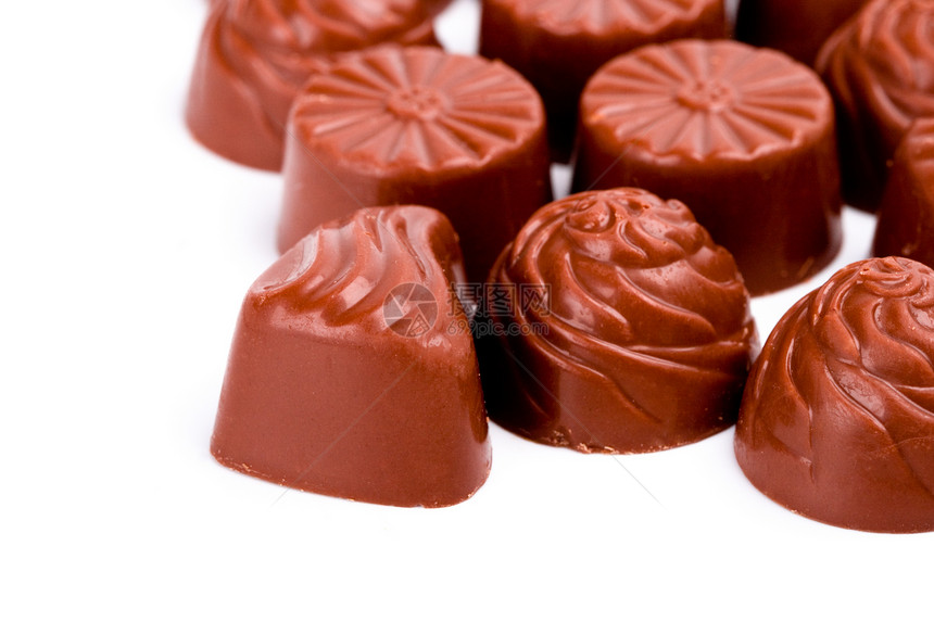 巧克力糖团体美食食物松露糖果礼物甜点白色宏观摄影图片