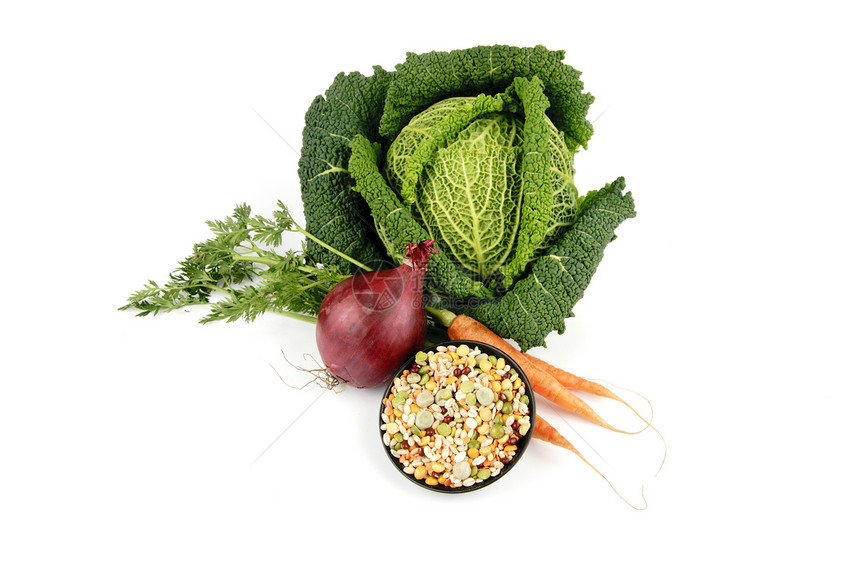 带红洋葱和汤豆豆卷的蔬菜卷心菜叶子食品植物脉冲青菜洋葱树叶沙拉农场市场图片