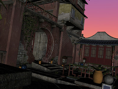 Chine街新年房子环境城市场景背景图片