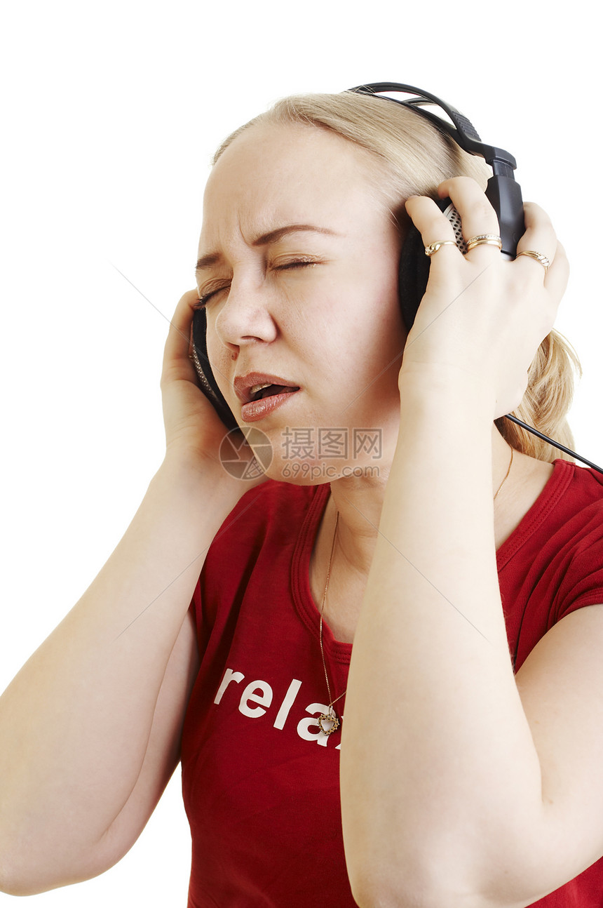 妇女听音乐闲暇空闲女孩音乐娱乐耳机唱歌时间歌曲女性图片