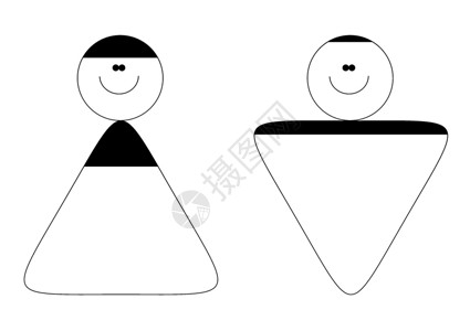 厕所符号二维民众女性黑色几何男人白色插图微笑背景图片