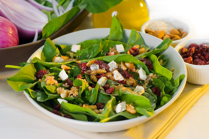 菠菜沙拉环境小吃饮食食物沙拉营养树叶叶子餐厅洋葱图片