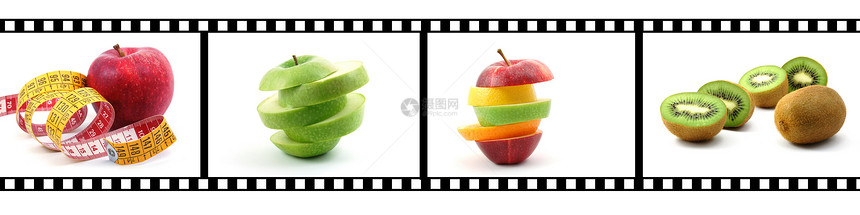 带水果收藏的胶片条奇异果生活边界小吃营养橙子食物白色电影维生素图片