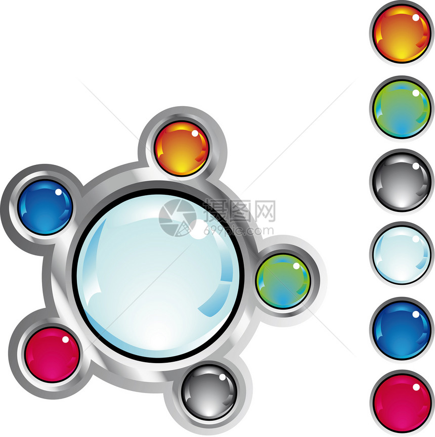 色彩多彩的幻想网络按钮网站金属白色粉色插图红色反射灰色艺术蓝色图片