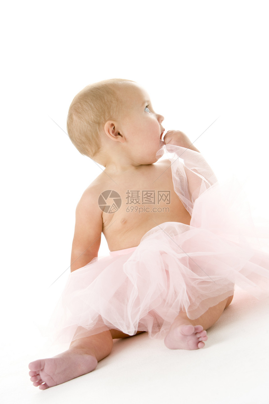 穿着贝塔图的婴儿短裙微笑演员相机芭蕾舞乐趣奇装异服享受戏服女性图片