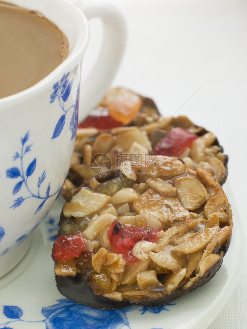 带茶杯的小花店食谱甜点一杯茶烹饪厨艺干果焦糖饼干巧克力糖果图片