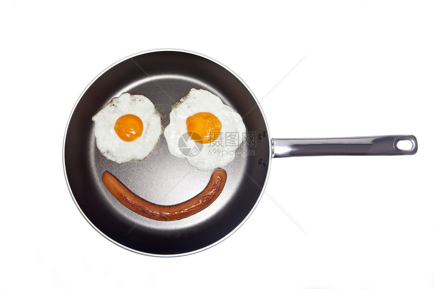 鸡蛋和香肠热狗家神眼睛家庭食物烹饪炊具静物平底锅工作室图片