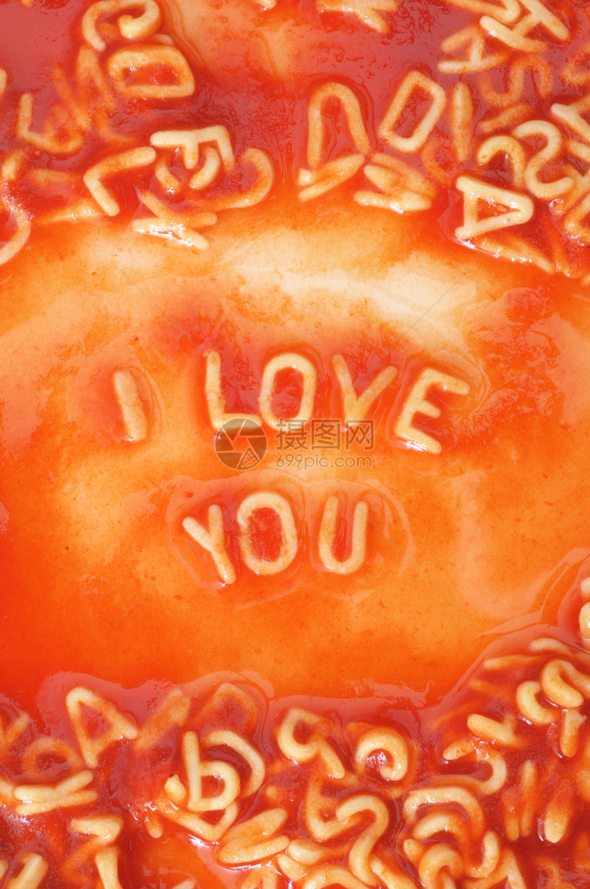 我爱你字母纪念日食物面条红色饥饿周年惊喜图片
