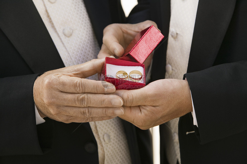 Groom和父亲持有结婚戒指领带风俗新郎成人成年人服饰部位仪式视图活动图片