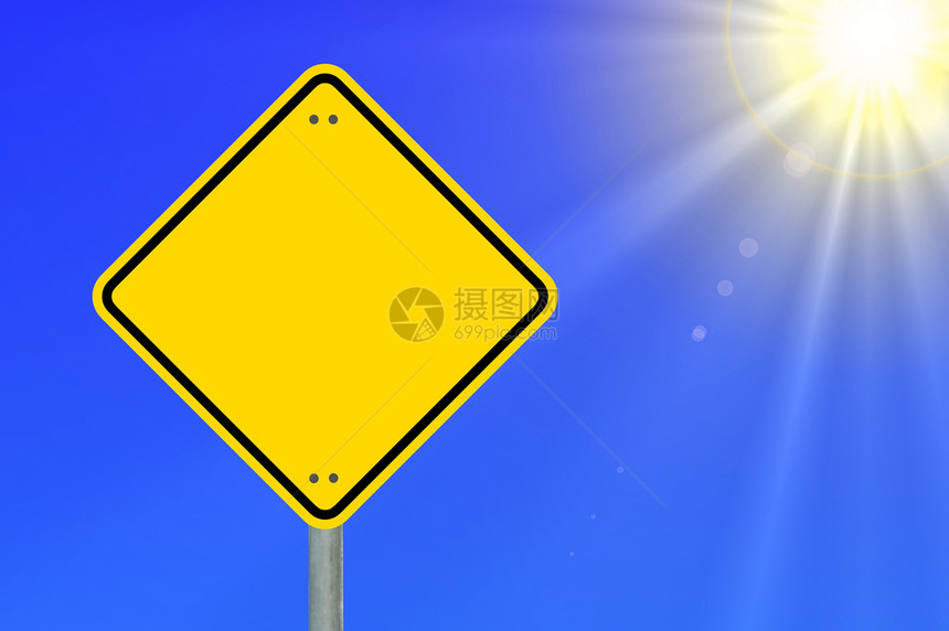 黄色符号空白和空交通安全商业天空警告通讯笔记蓝色注意力图片