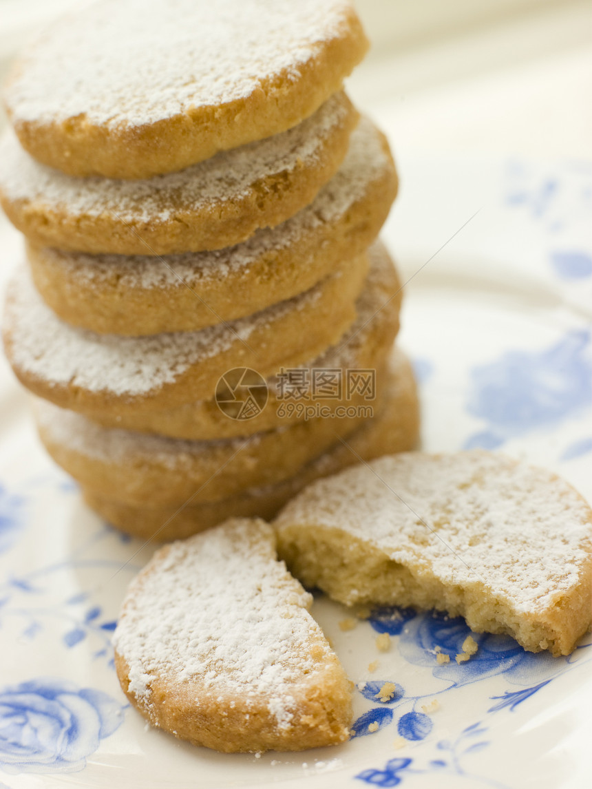 Polvorones饼干堆饼干甜点烘烤美食食品糕点糖果食物图片