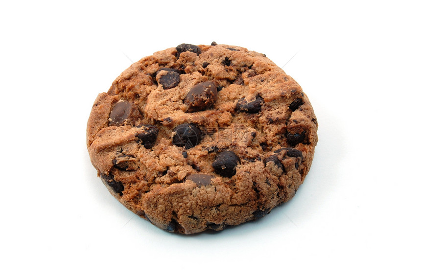 白色背景上孤立的 cookie商品饼干小吃饮食面包压力甜点巧克力芯片咖啡店图片