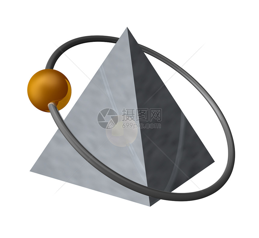 金金字塔原子戒指红色旋转身体行星插图三角形轨道反射图片