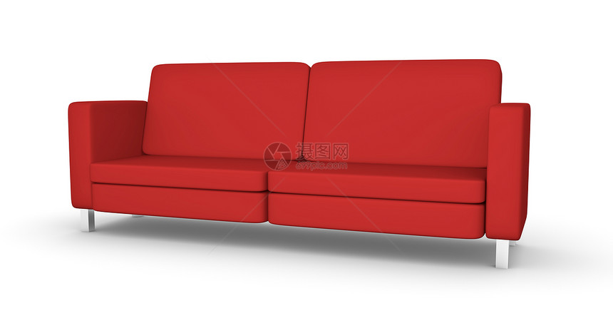 红沙发插图白色闲暇长椅客厅座位皮革办公室房子奢华图片