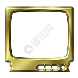 金金电视案件插图屏幕金子框架空白正方形金属反射手表背景图片