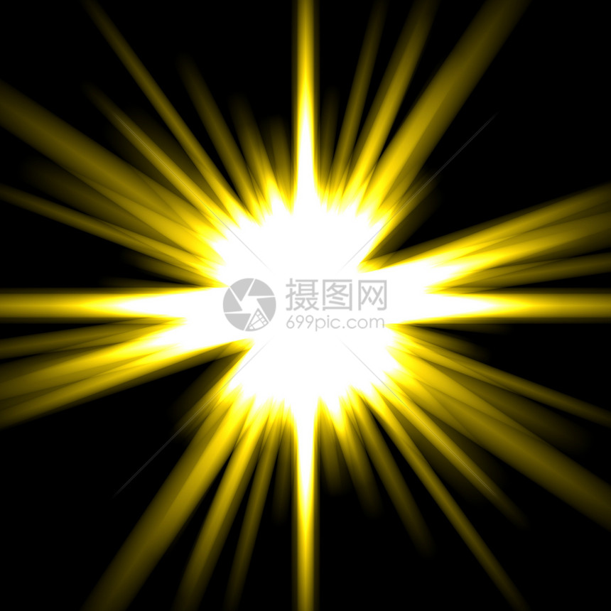闪光黄色插图辉光光束太阳射线图片