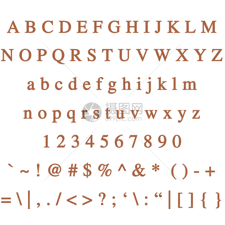 Wooden 字体字母木头插图数字剪贴语言棕色逗号夹子艺术图片