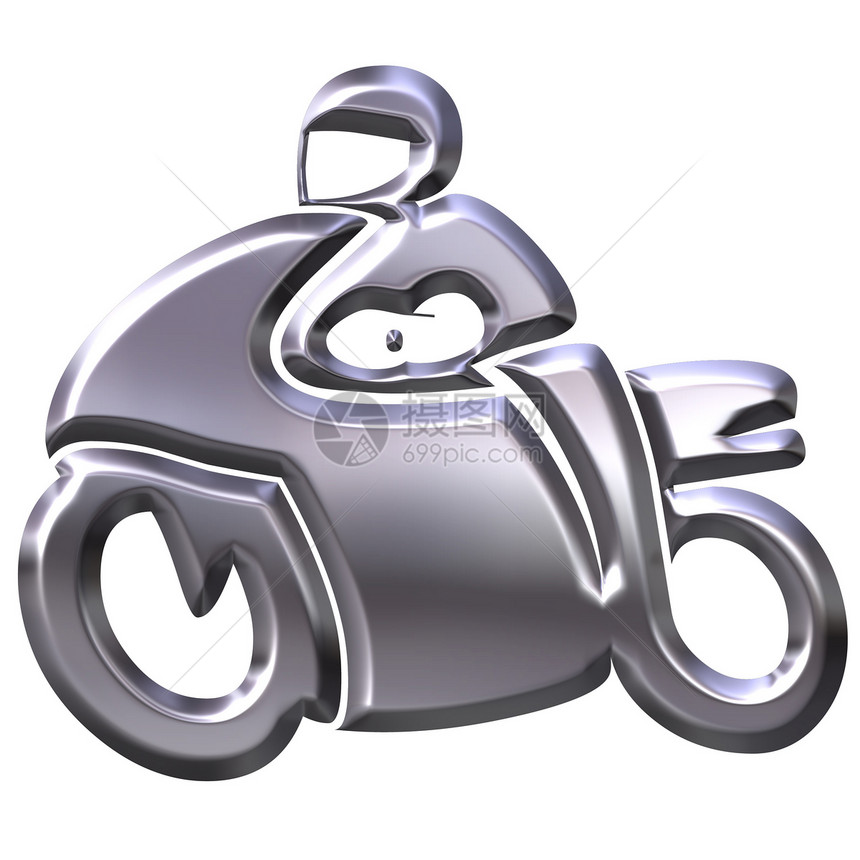 3D 银色摩托车图片