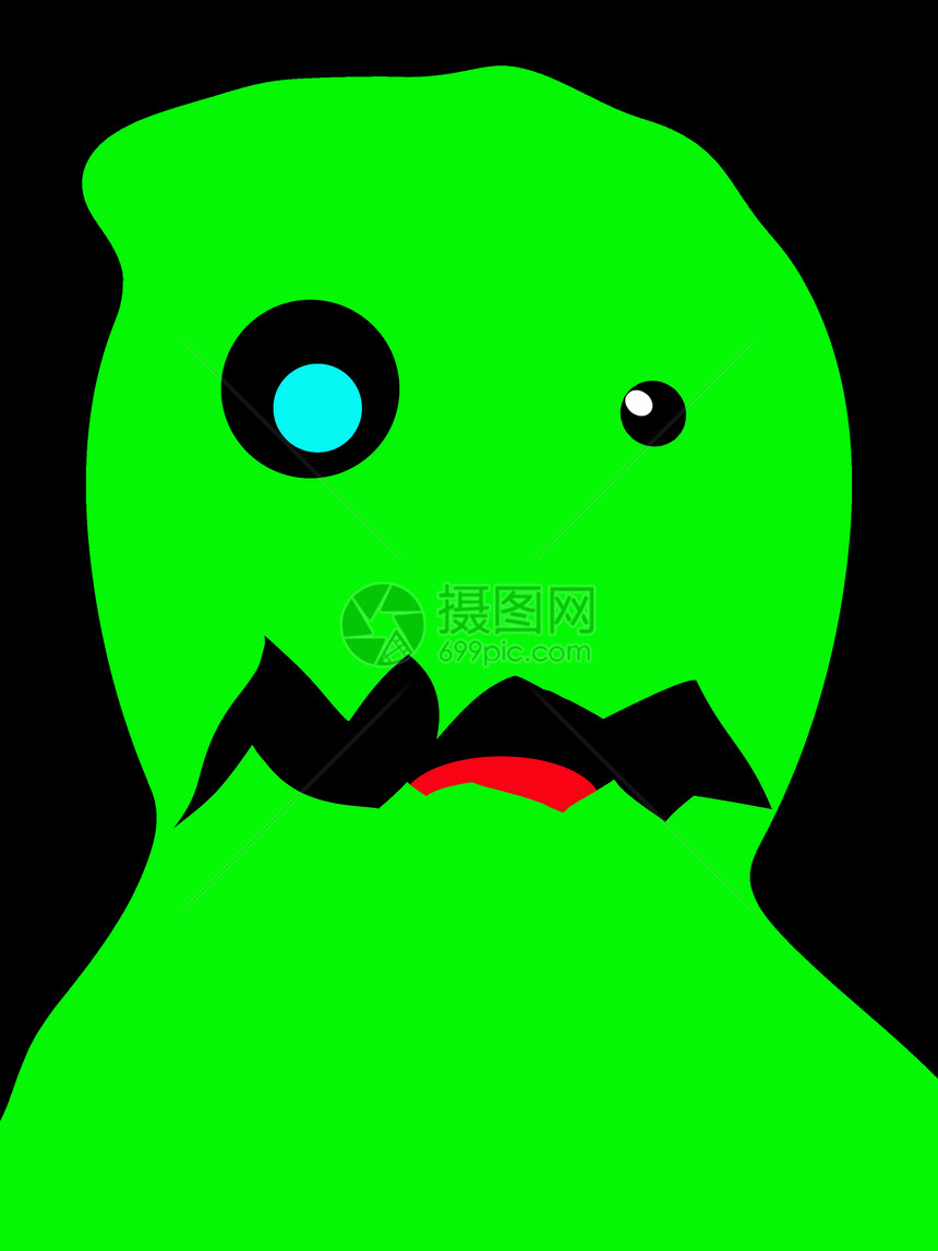 吓人头数字绿色生物情绪化怪物情感红色概念黑色眼睛图片