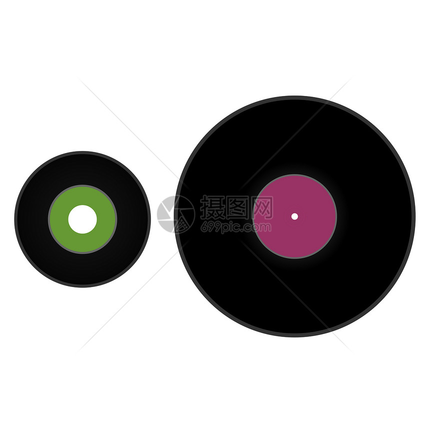 乙烯记录留声机插图艺术光盘格式音乐转盘磁盘标签白色图片