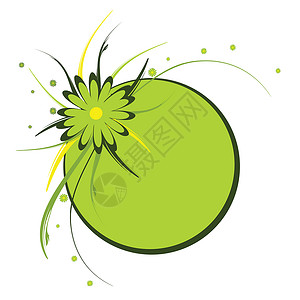 花层框架 圆圈 绿色 矢量说明插图叶子艺术品花朵白色绘画墙纸树叶背景图片