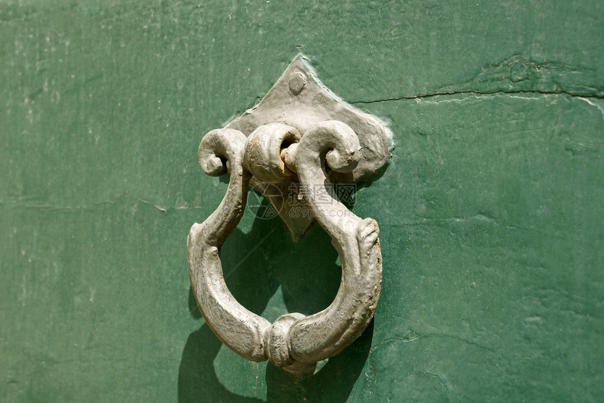 门敲门器房子入口青铜木头古董金属绿色图片
