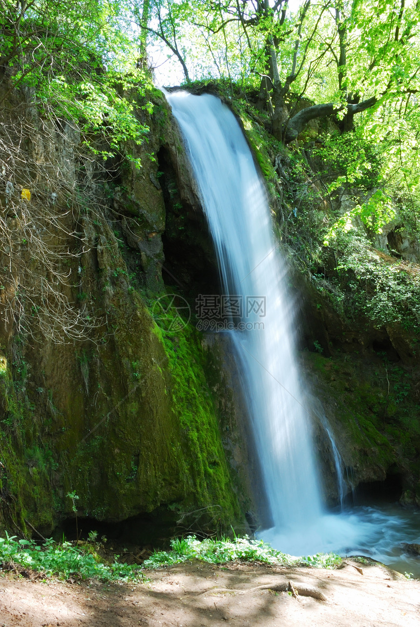 水瀑公园天堂溪流石头流动岩石假期森林植物风景图片