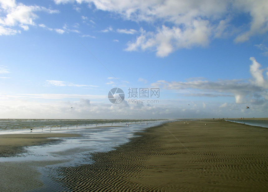 北海田园海滩天空风景场景海鸥蓝色风光图片