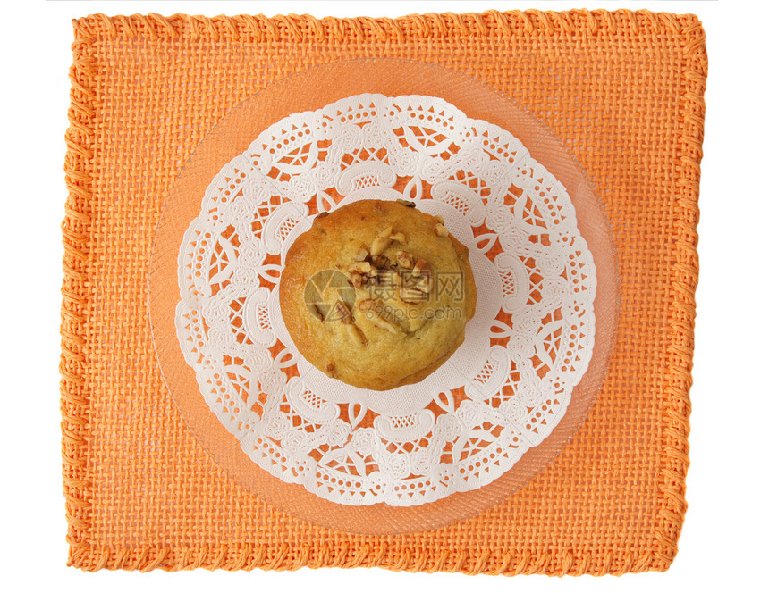 白皮书上的松饼食物桌布蛋糕白色橙子小吃图片