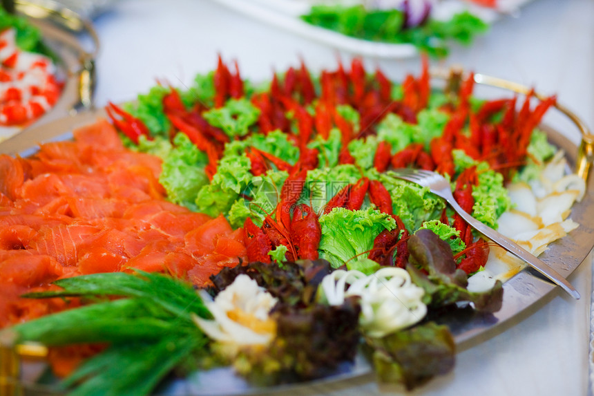 海产海鲜柠檬生活宏观叶子食物蔬菜托盘派对烹饪餐厅图片