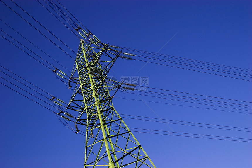高压电压电线技术环境力量网络绿色蓝色布线电缆工业危险图片