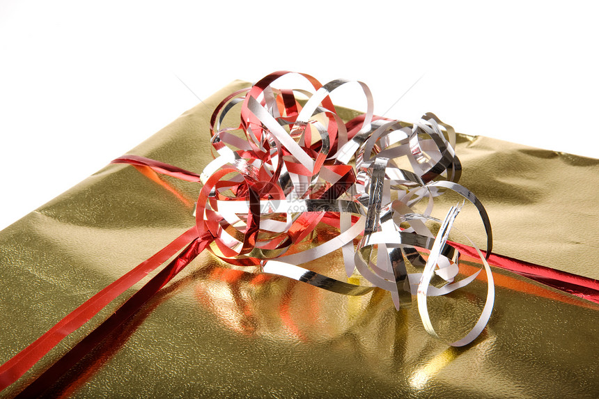 礼品庆典金子纪念日红色盒子包装金属周年礼物丝带图片