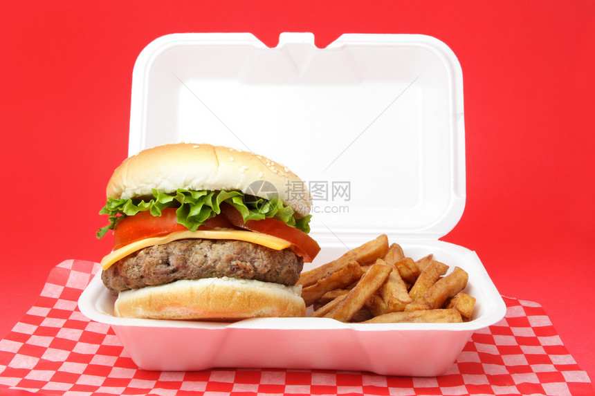 汉堡包食物红色种子午餐正方形包装瓷砖小吃包子面包图片