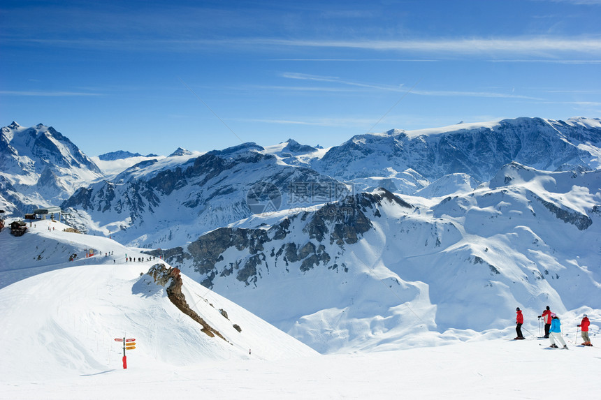 滑雪斜坡假期运动闲暇晴天骑术高山活动季节冒险滑雪板图片