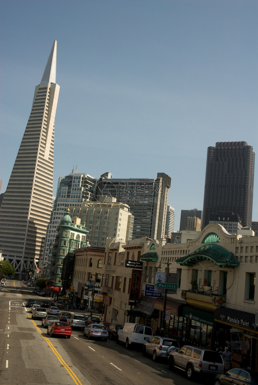 SF 下城街旅游摄影目的地天空房子电源线风光城市街道都市图片