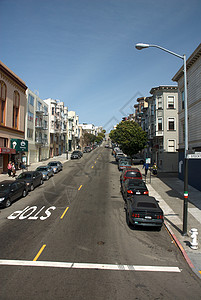 SF 下城街目的地城市房子天空街道都市电源线旅游风光摄影背景图片