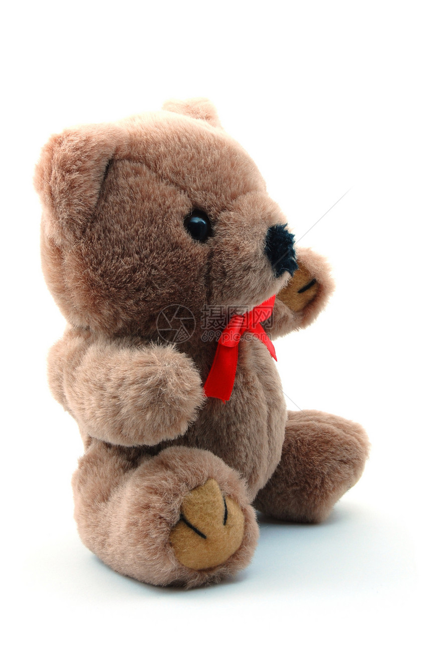 白背景孤立的泰迪熊动物玩具熊婴儿生日孩子们棕色问候语孩子展示礼物图片