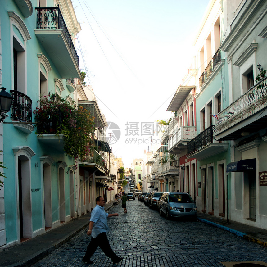 波多黎各旧圣胡安都市风光假期房子摄影目的地旅游城市外观鹅卵石图片