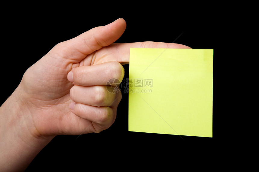 手头粘贴笔记女性工作空白软垫女士黄色手指健忘黑色备忘录图片
