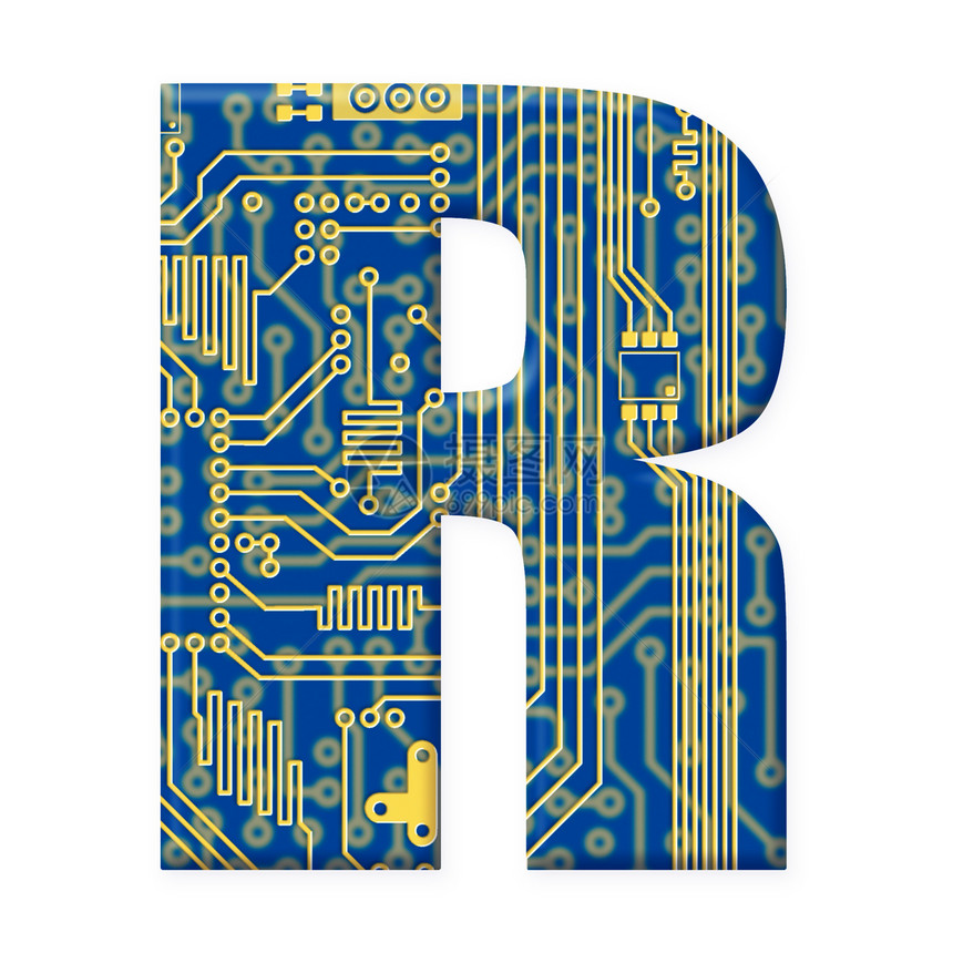 电子电路板字母表上写的信 白后春期电脑插图高科技教育电路字体盘子技术工程蓝色图片