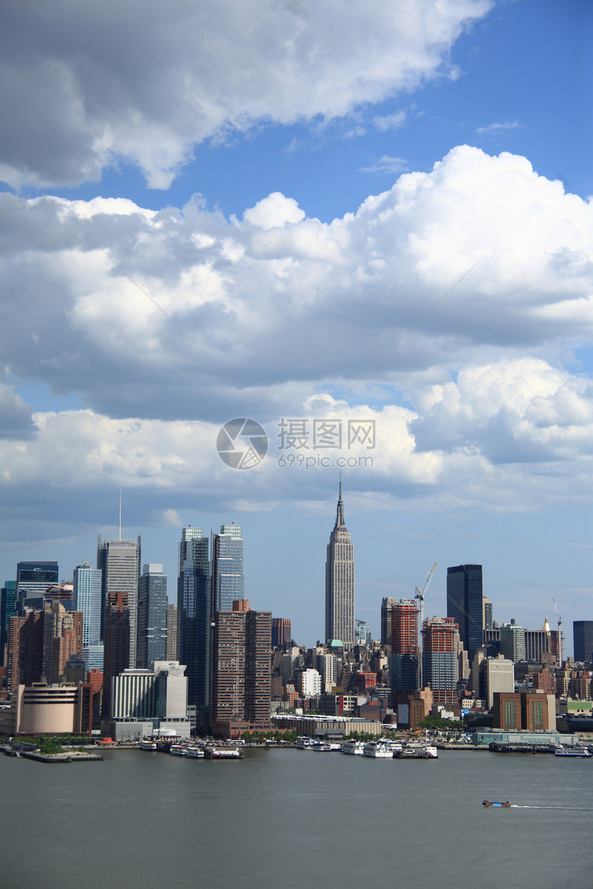 纽约市天线建筑物假期地标摩天大楼帝国市中心城市天空蓝色游客图片