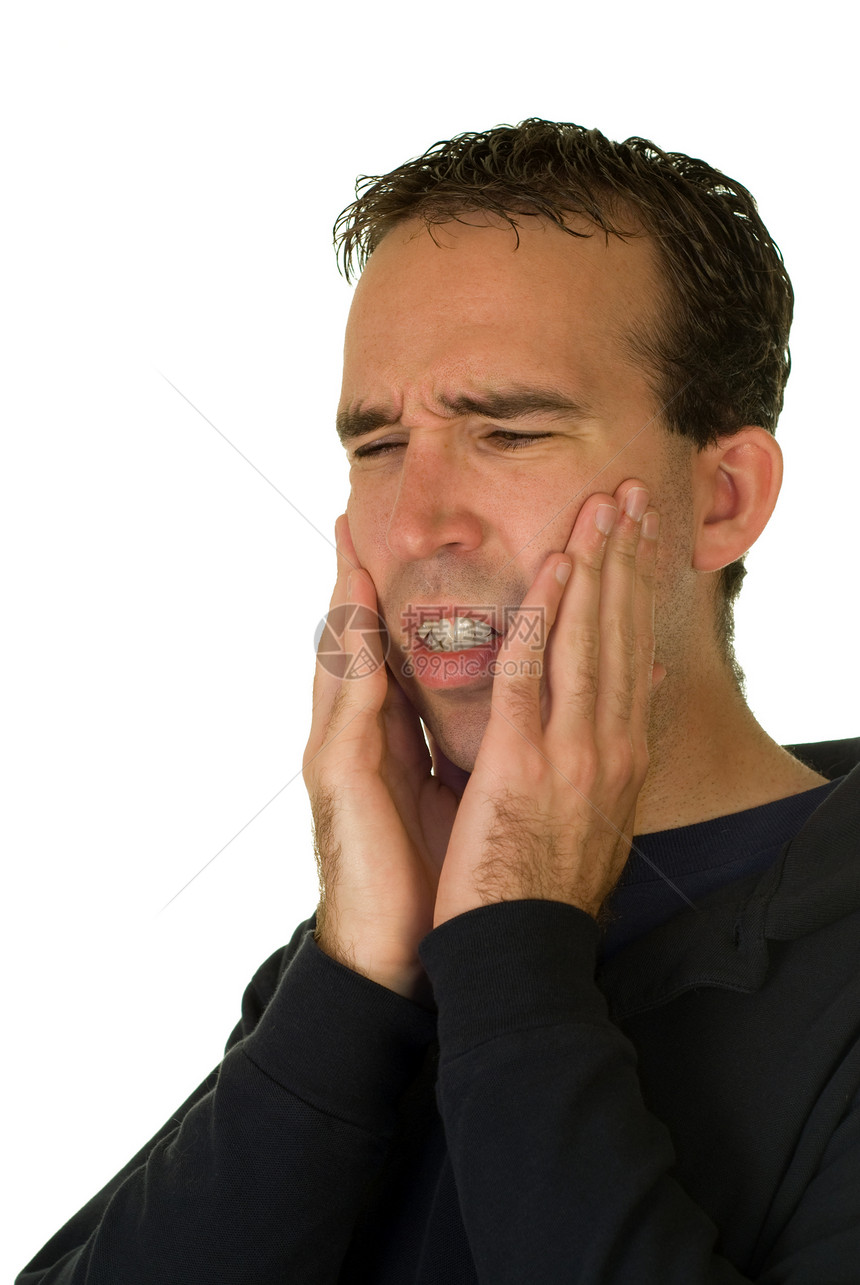 牙痛痛苦男性男人牙科牙疼白色图片