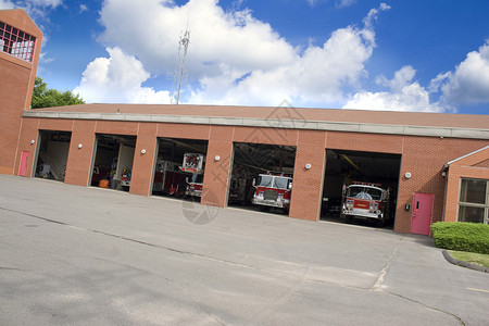 美国消防现代消防站情况安全入口服务帮助车库救援消防队员城市团队背景