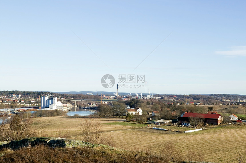 挪威农业住宅水平地平线土地区域天空建筑胶质瘤蓝色照片图片