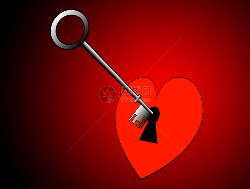 解锁您心脏的密钥情感关爱锁孔钥匙安全情绪化浪漫崇拜心形概念图片