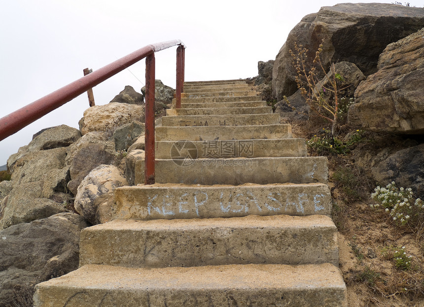 混凝土楼梯危险岩石涂鸦栏杆旅行图片
