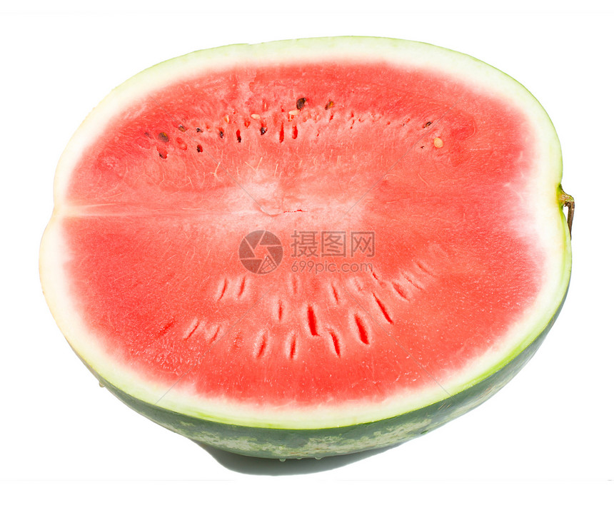 西瓜半份种子白色红色条纹食物热带绿色水果图片