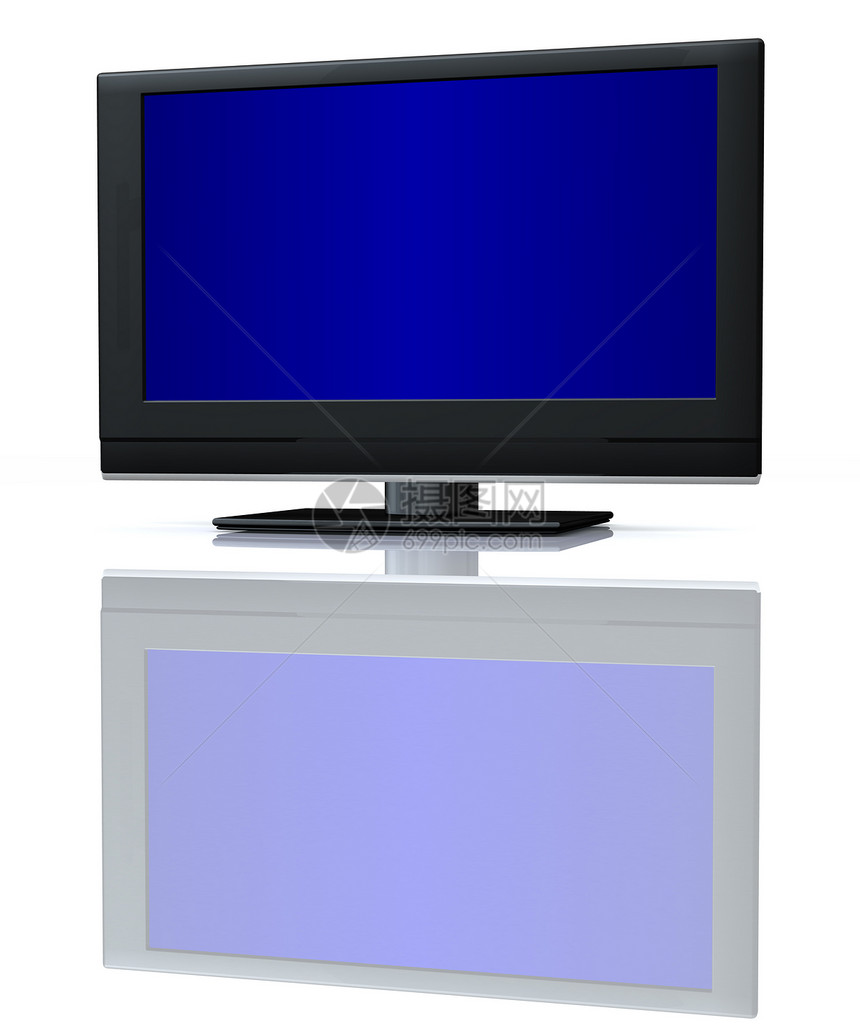 白色平坦的 LCD 电视桌子风景视听广播娱乐行业绘画电子电脑晶体管图片
